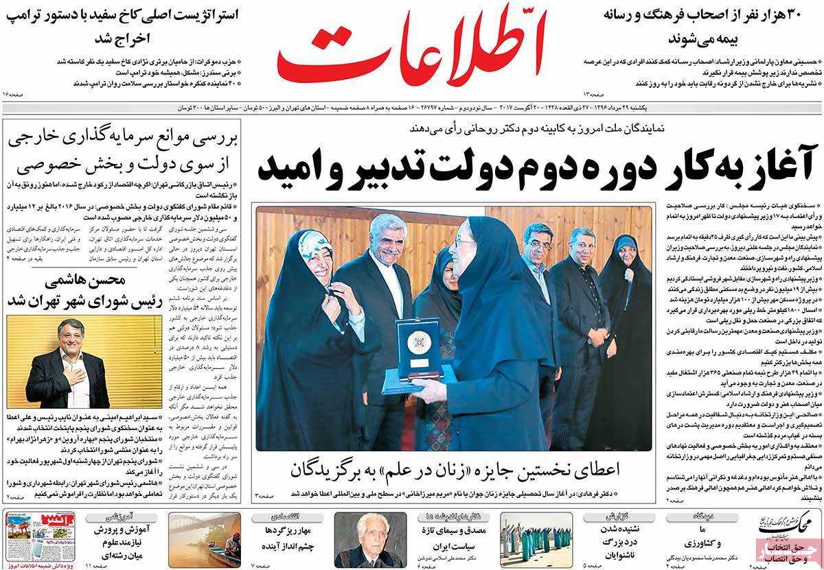 A Look at Iranian Newspaper Front Pages on August 20