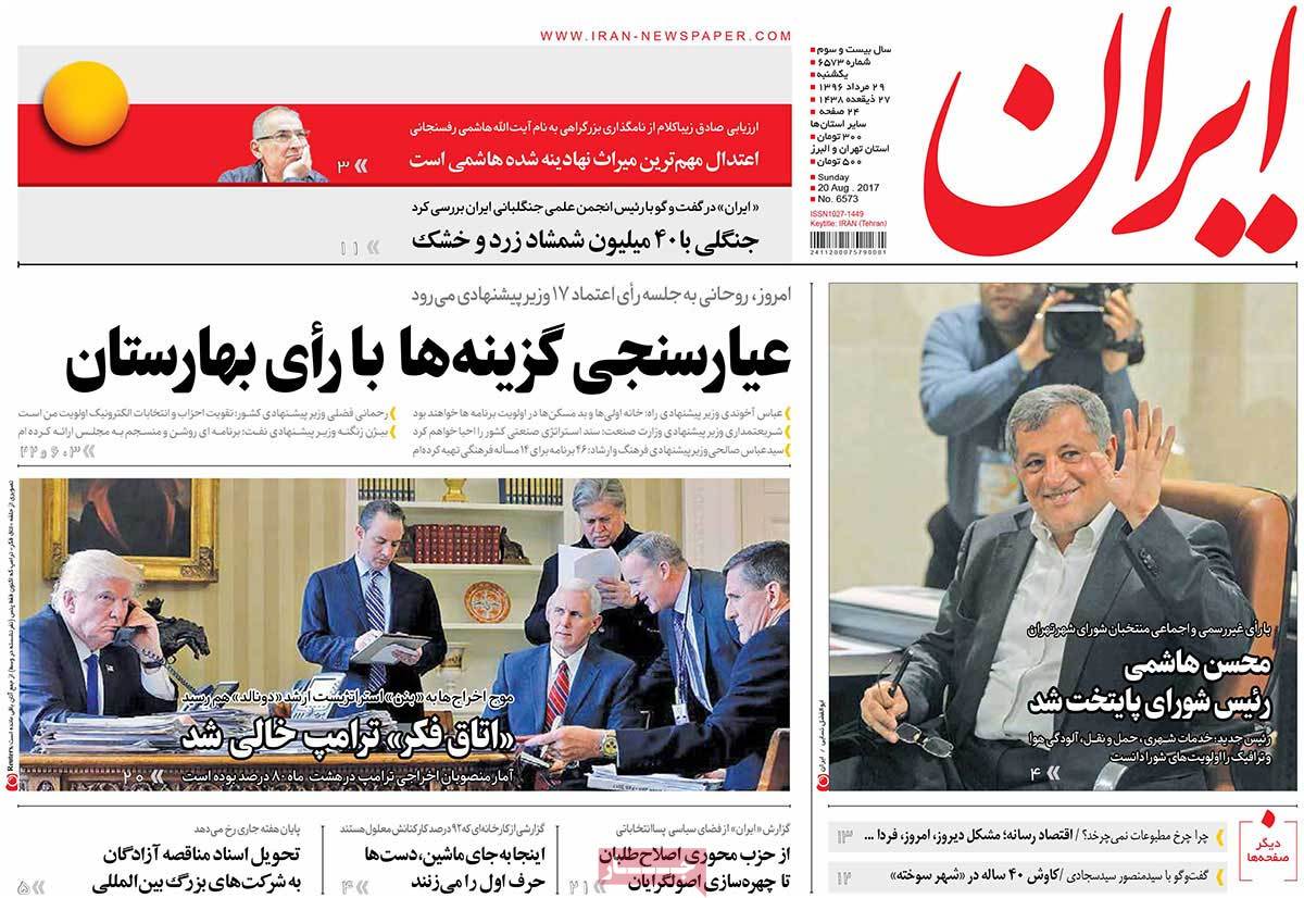 A Look at Iranian Newspaper Front Pages on August 20