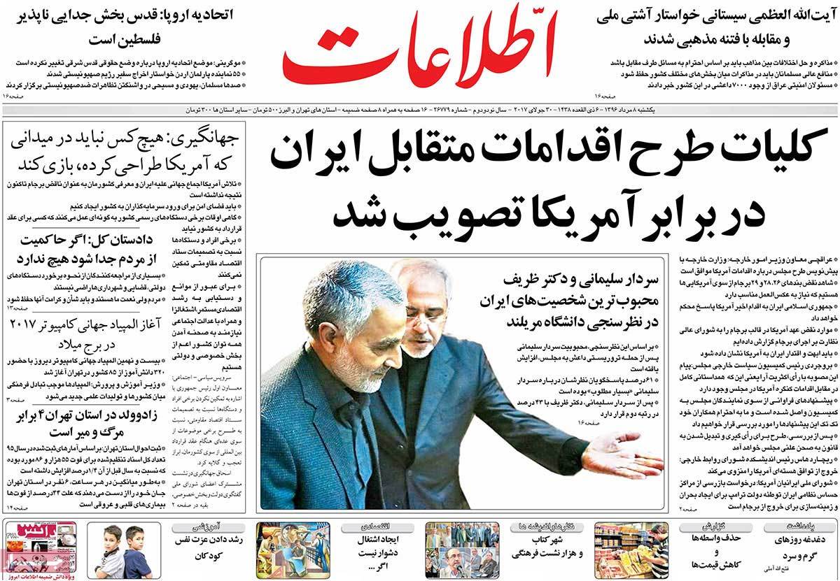 A Look at Iranian Newspaper Front Pages on July 30