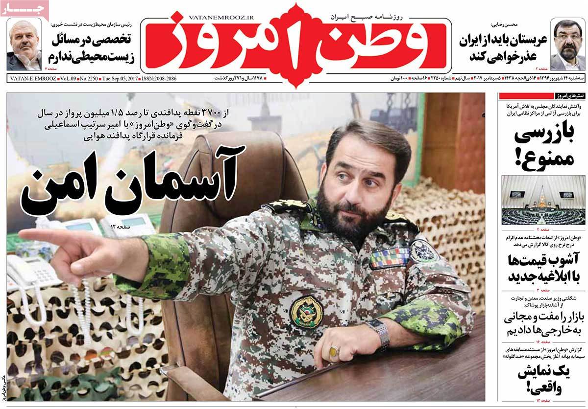 A Look at Iranian Newspaper Front Pages on September 5