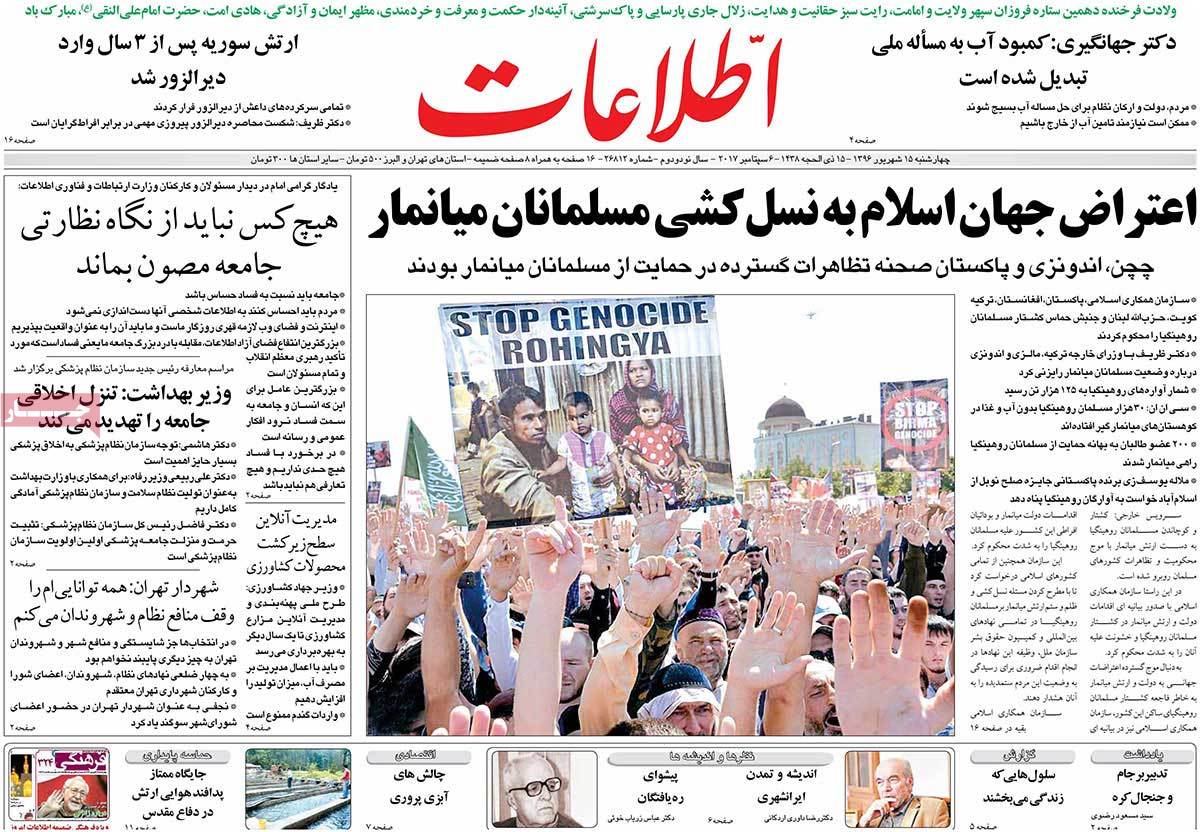 A Look at Iranian Newspaper Front Pages on September 6