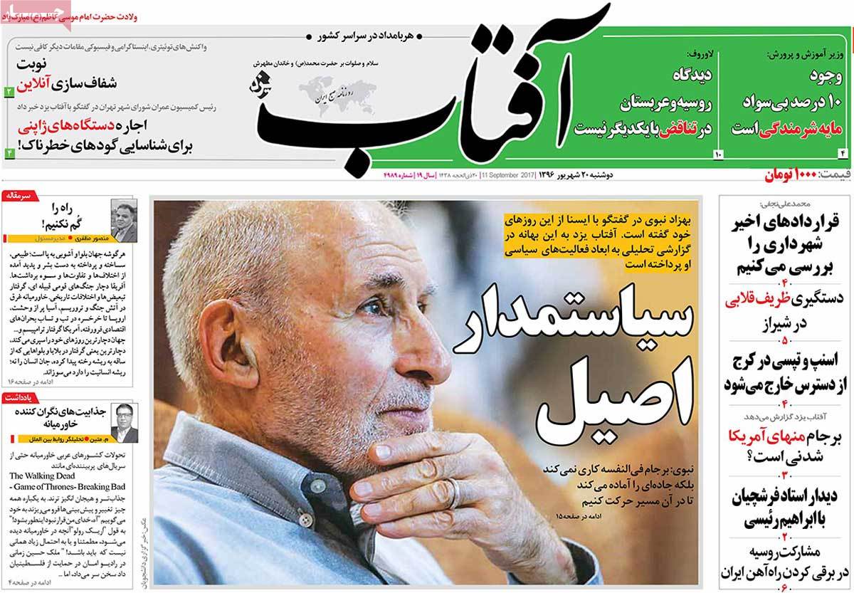 A Look at Iranian Newspaper Front Pages on September 11