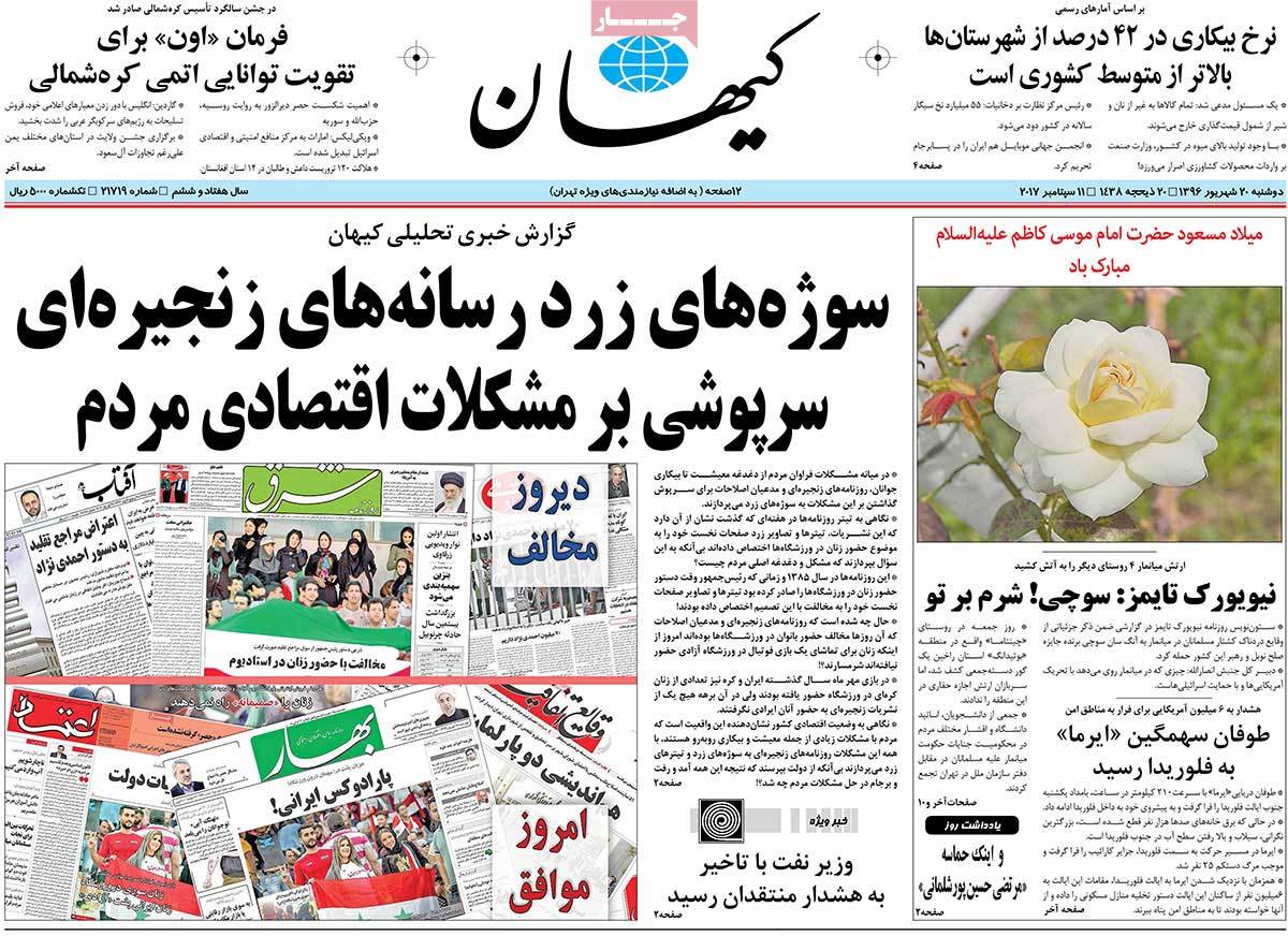 A Look at Iranian Newspaper Front Pages on September 11