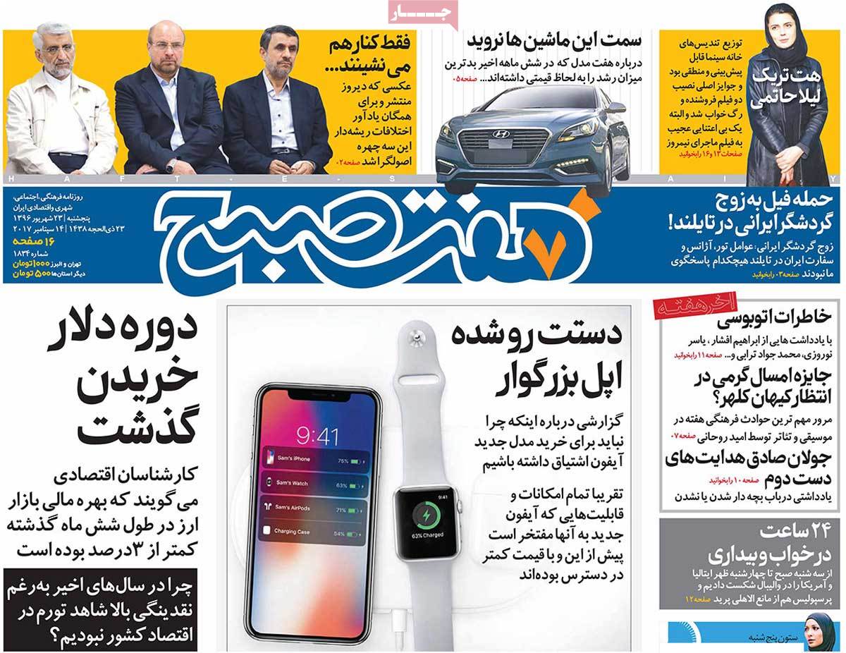 A Look at Iranian Newspaper Front Pages on September 14