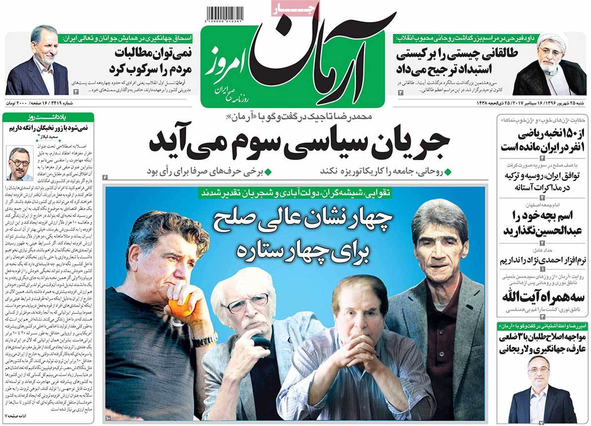 A Look at Iranian Newspaper Front Pages on September 16