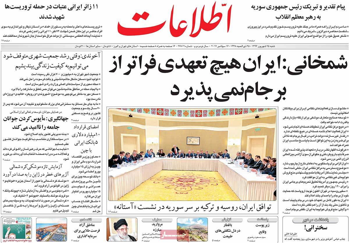 A Look at Iranian Newspaper Front Pages on September 16