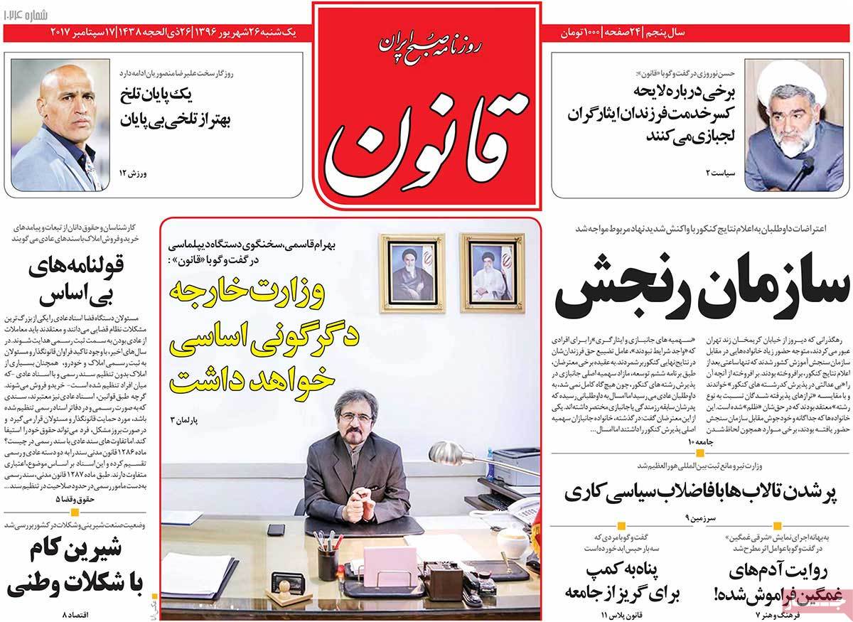 A Look at Iranian Newspaper Front Pages on September 17