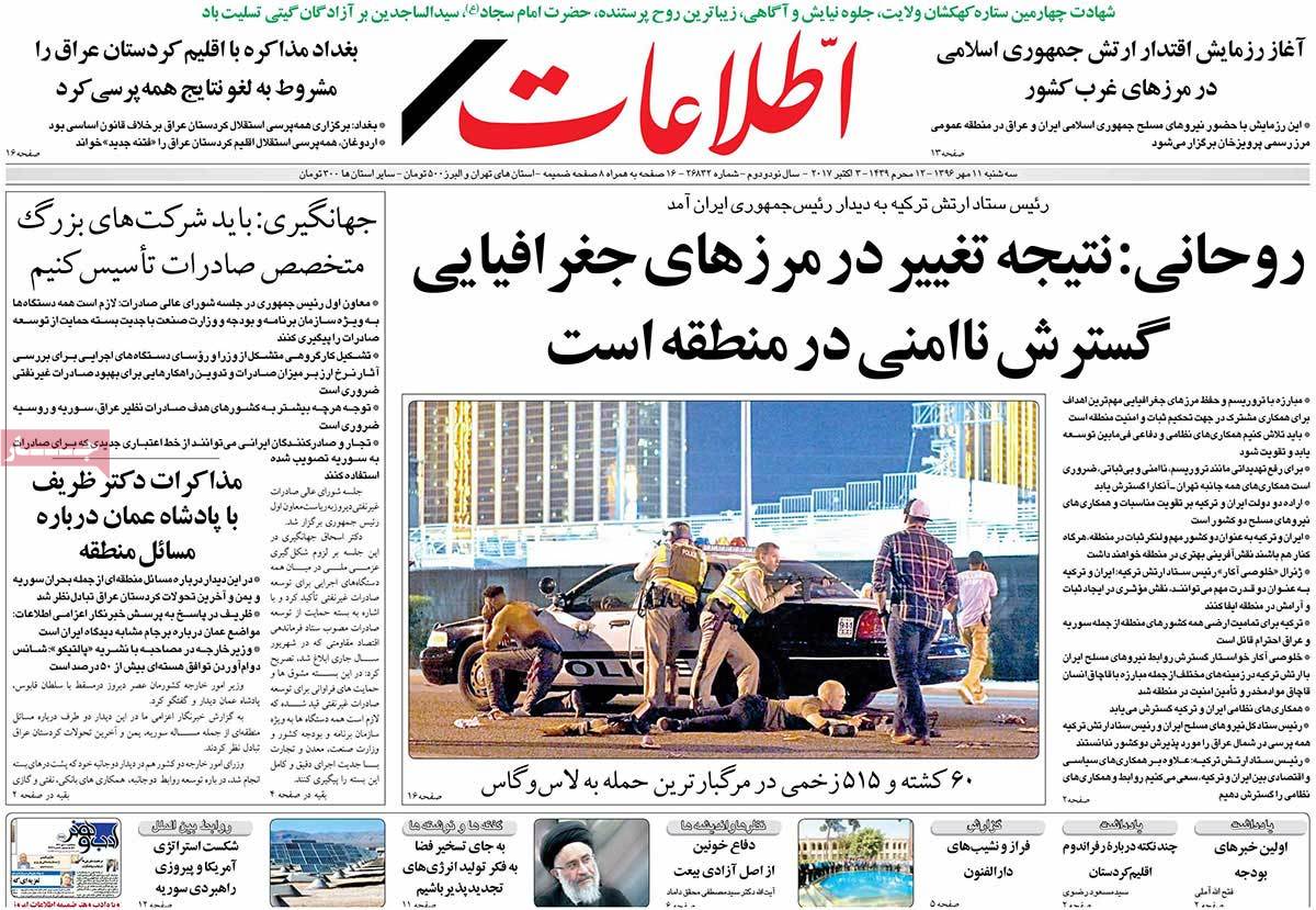 A Look at Iranian Newspaper Front Pages on October 3