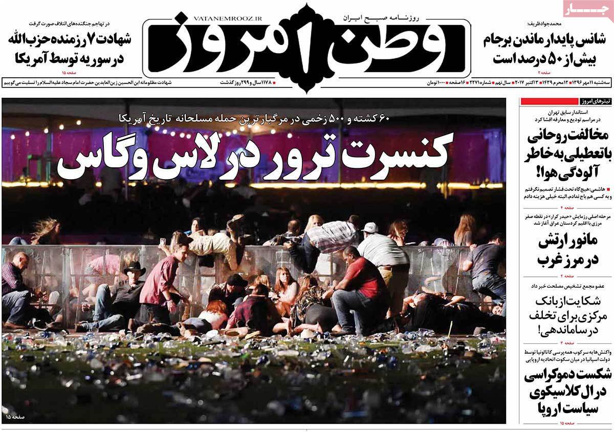 A Look at Iranian Newspaper Front Pages on October 3