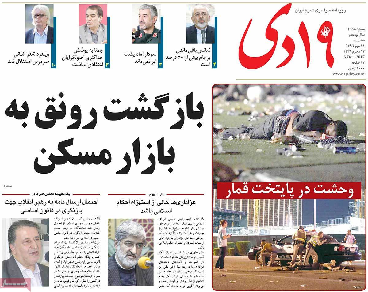 A Look at Iranian Newspaper Front Pages on October 3