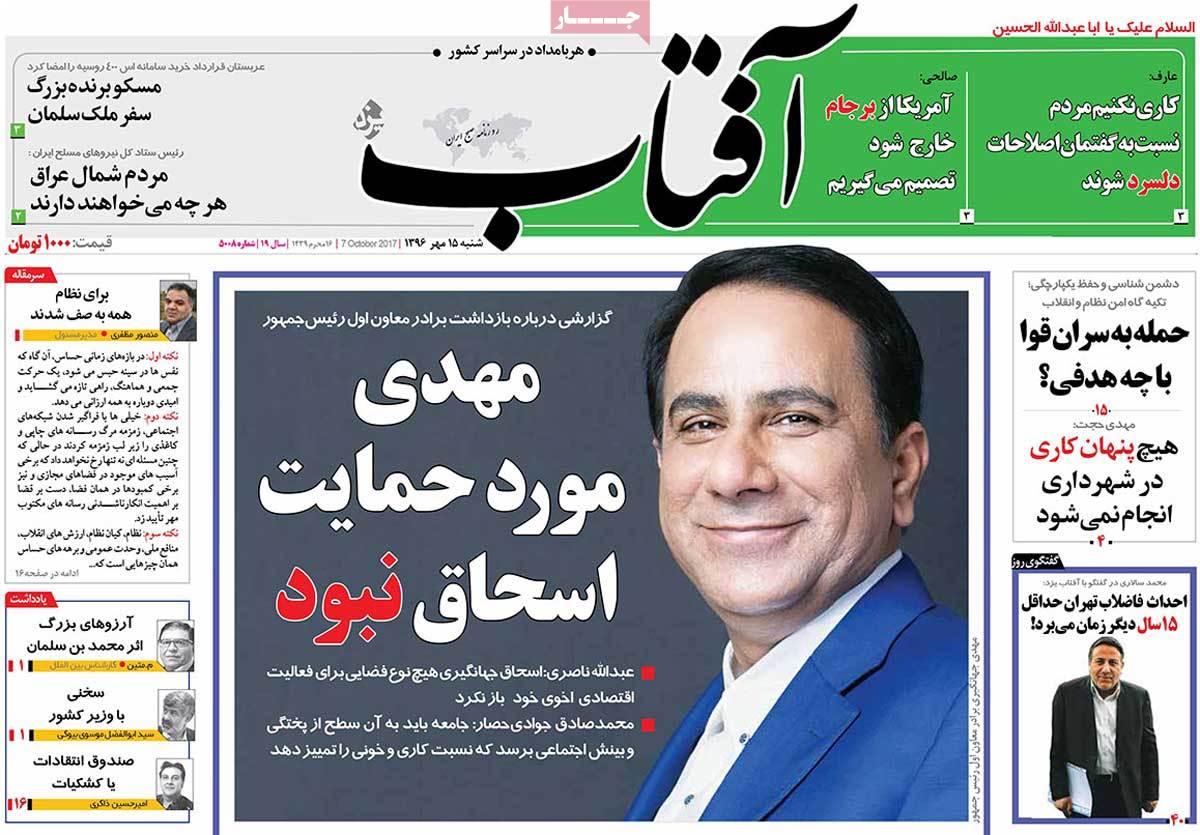 A Look at Iranian Newspaper Front Pages on October 7