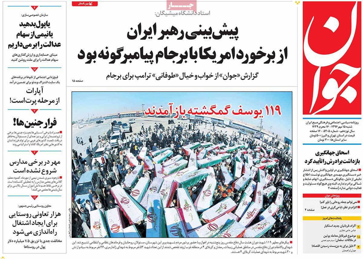 A Look at Iranian Newspaper Front Pages on October 7