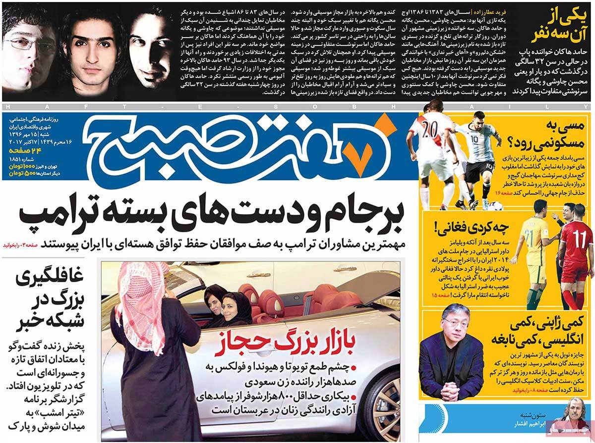 A Look at Iranian Newspaper Front Pages on October 7