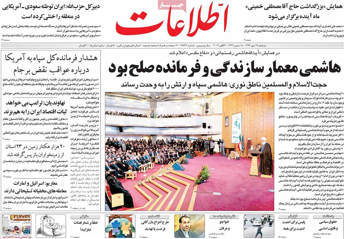 A Look at Iranian Newspaper Front Pages on October 9