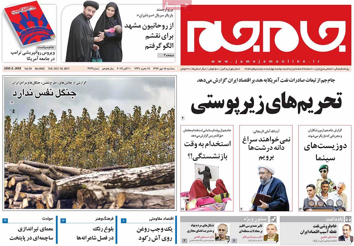 A Look at Iranian Newspaper Front Pages on October 10