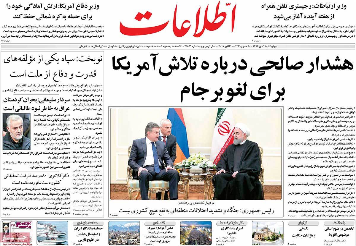 A Look at Iranian Newspaper Front Pages on October 11