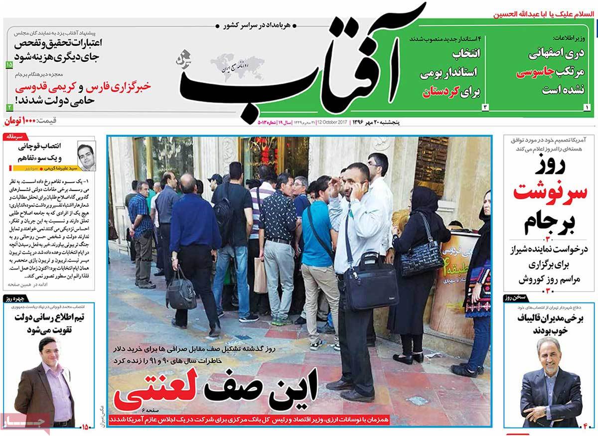 A Look at Iranian Newspaper Front Pages on October 12