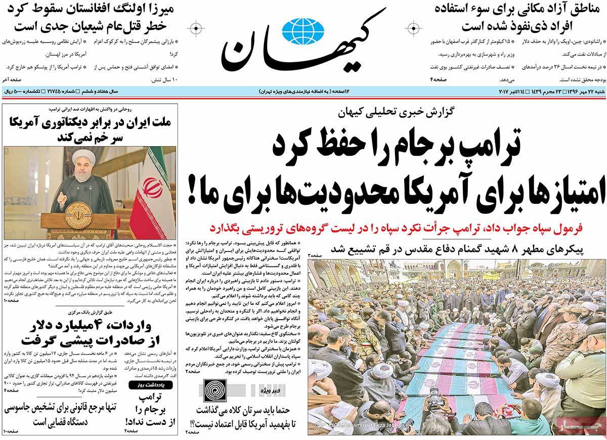 Iranian Newspapers Widely Cover Reactions to Trumps Speech