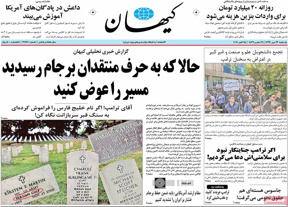 A Look at Iranian Newspaper Front Pages on October 15