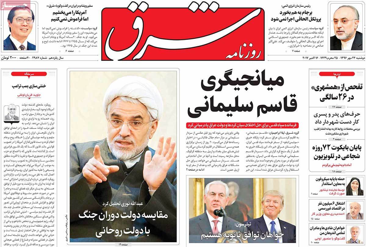 A Look at Iranian Newspaper Front Pages on October 16