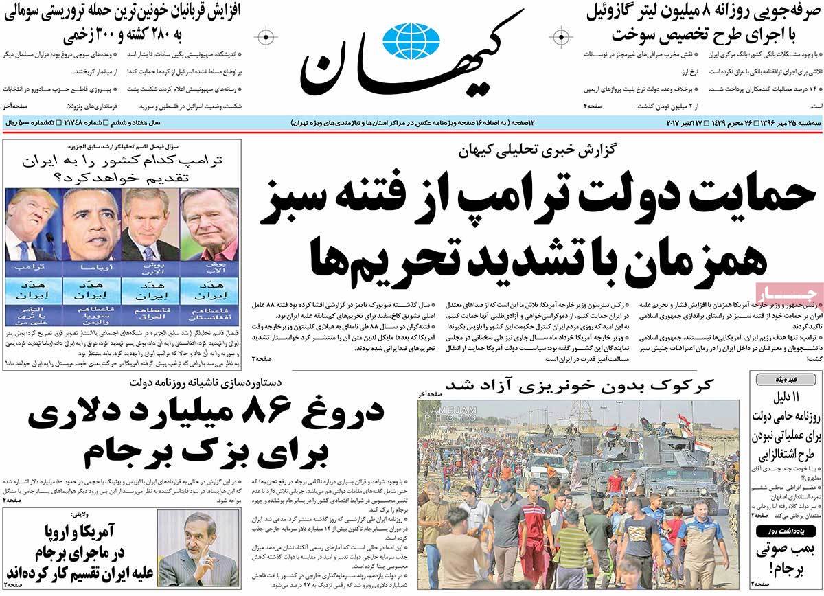 A Look at Iranian Newspaper Front Pages on October 17 13 A Look at Iranian Newspaper Front Pages on October 17
