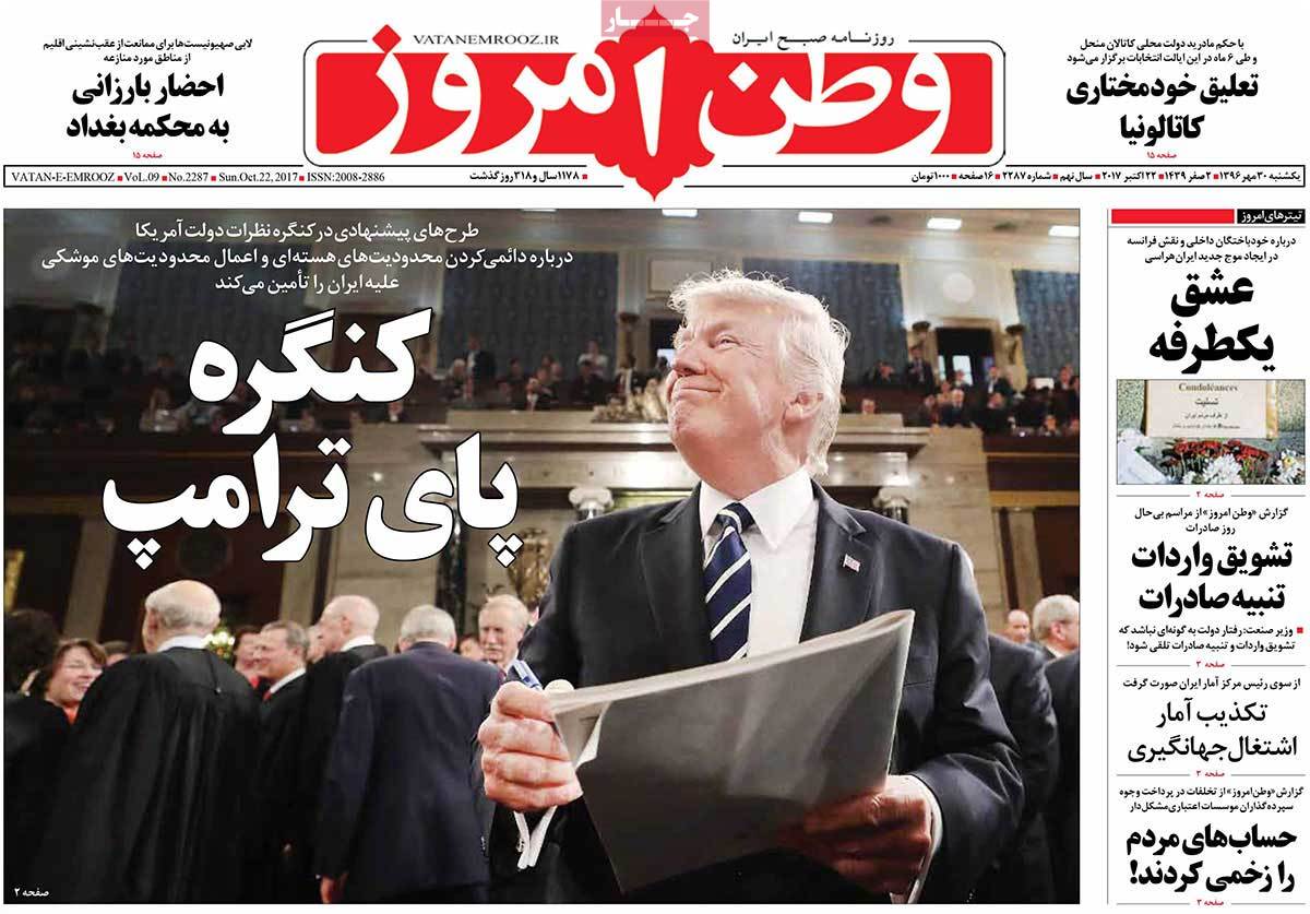 A Look at Iranian Newspaper Front Pages on October 22