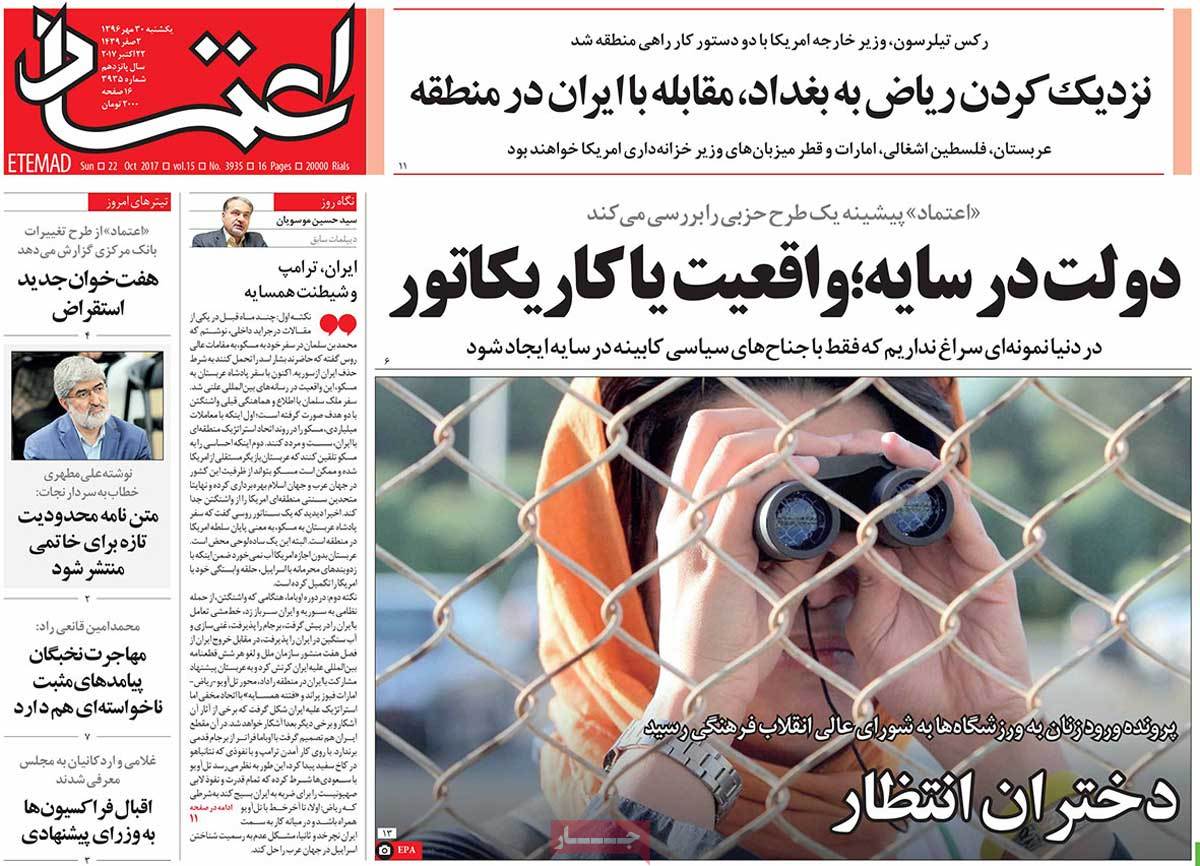 A Look at Iranian Newspaper Front Pages on October 22