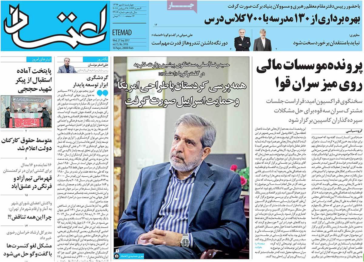 A Look at Iranian Newspaper Front Pages on September 27