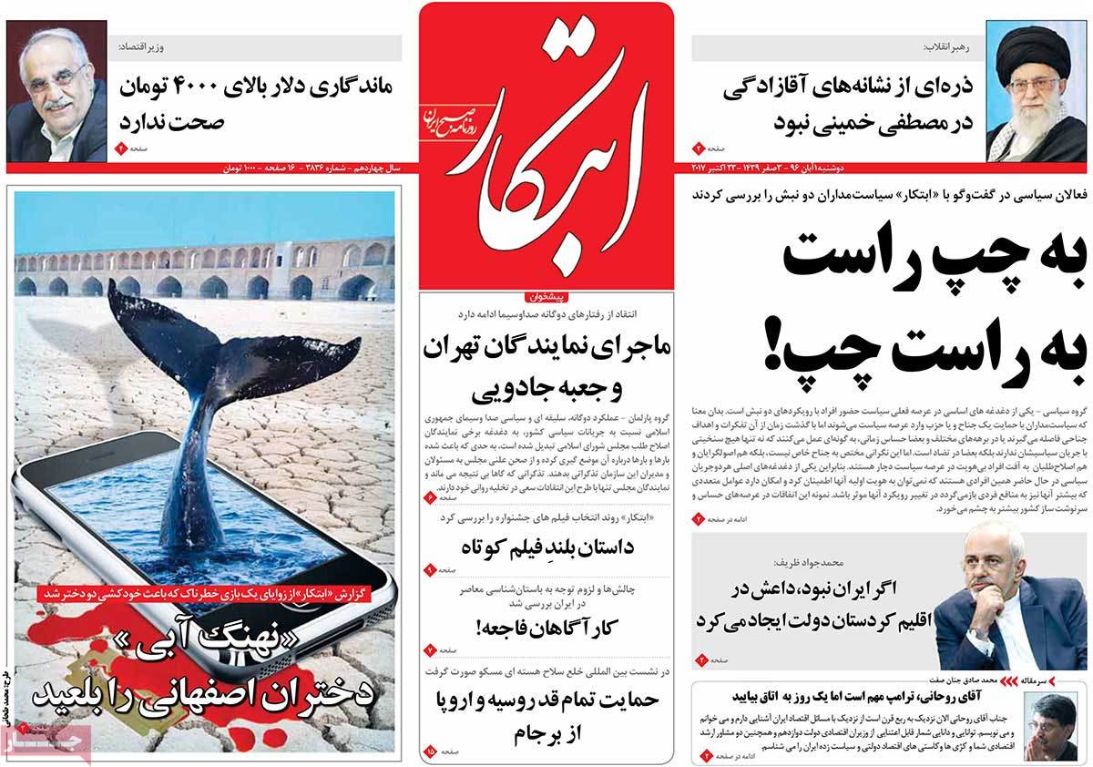 A Look at Iranian Newspaper Front Pages on October 23