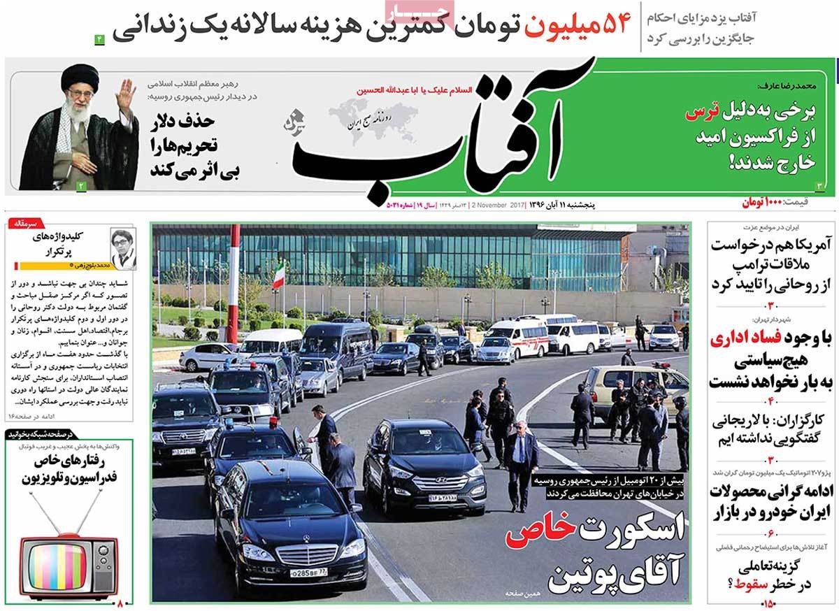 A Look at Iranian Newspaper Front Pages on November 2