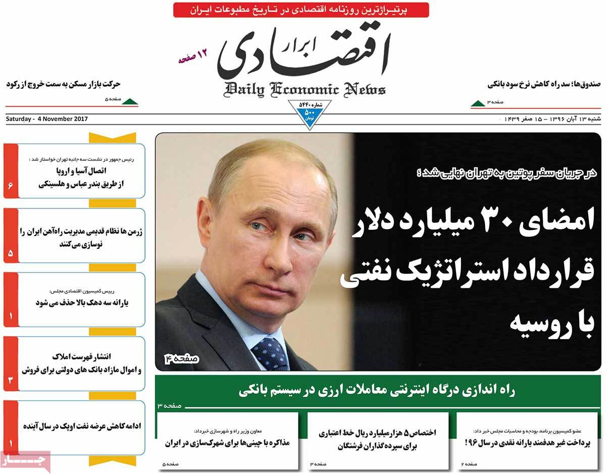 A Look at Iranian Newspaper Front Pages on November 4