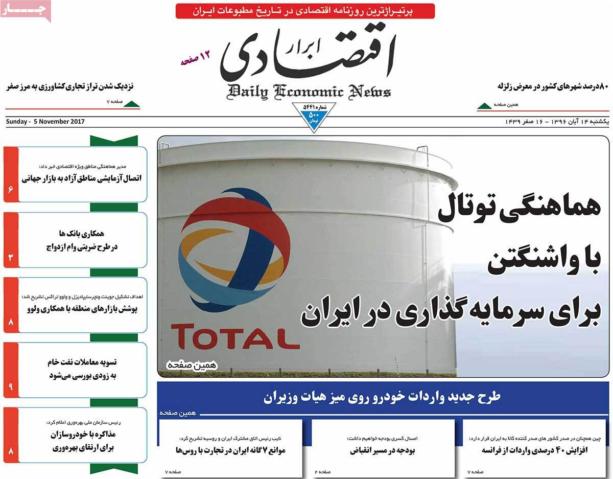 A Look at Iranian Newspaper Front Pages on November 5