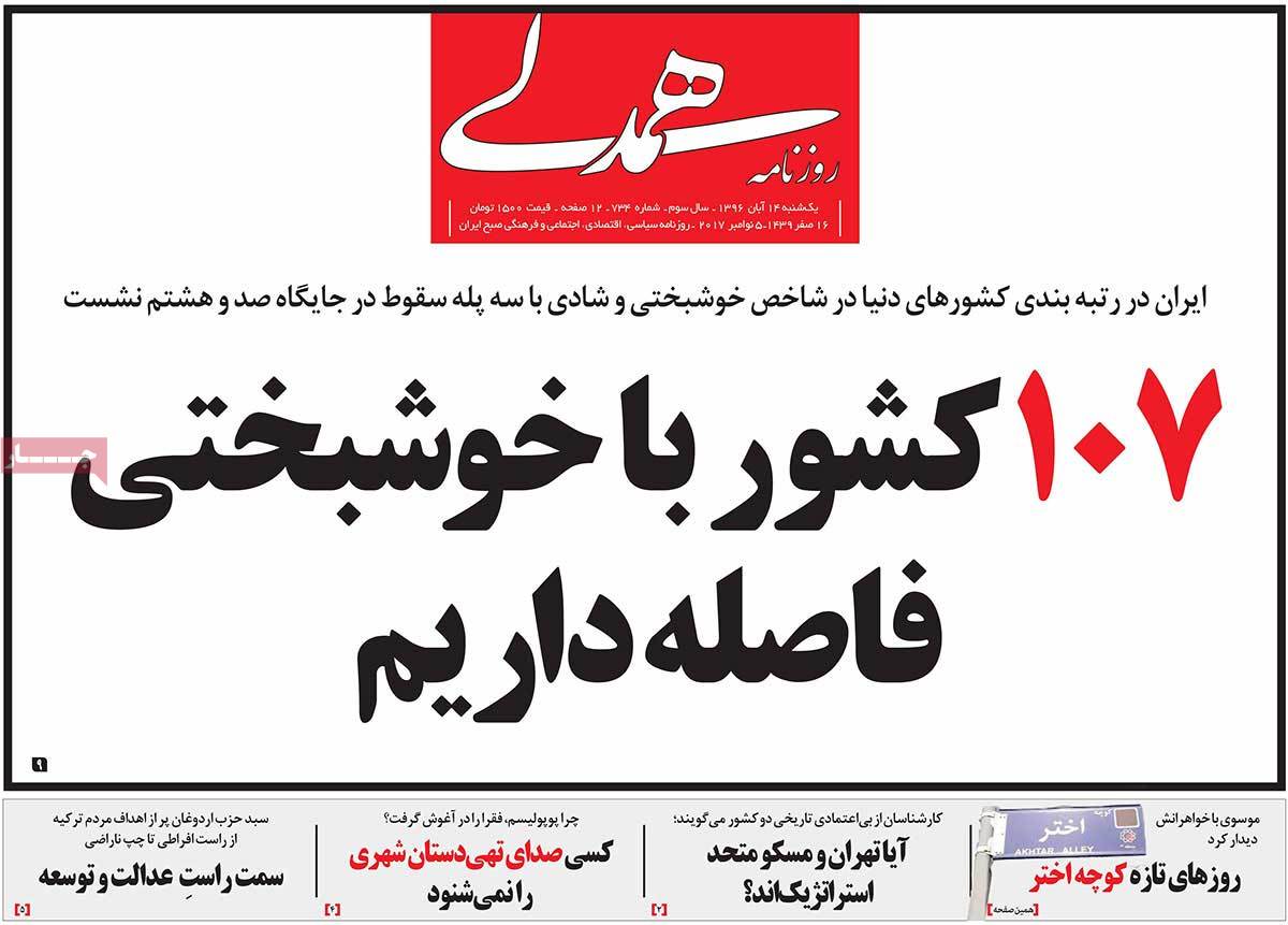 A Look at Iranian Newspaper Front Pages on November 5