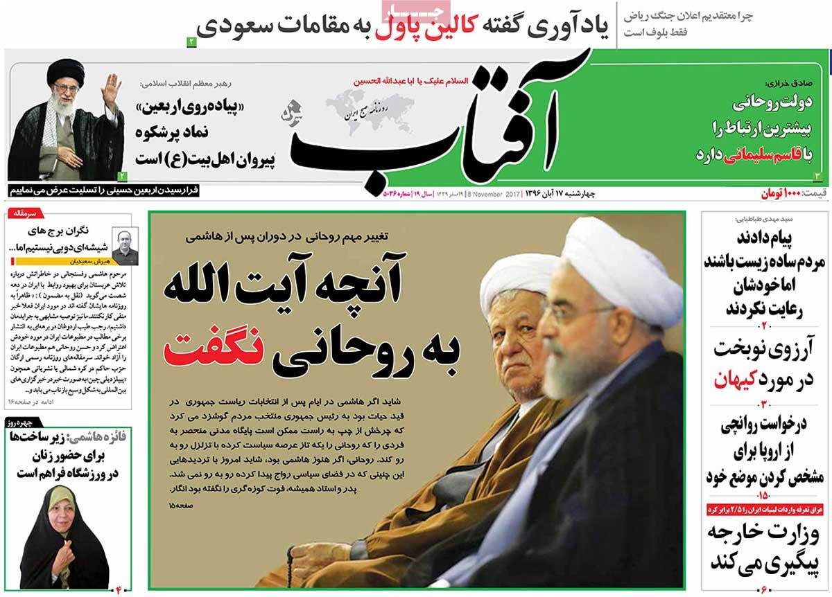 A Look at Iranian Newspaper Front Pages on November 8