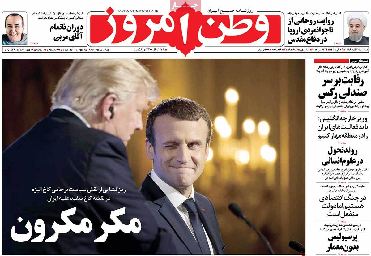 A Look at Iranian Newspaper Front Pages on October 24