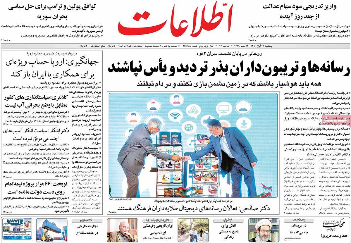 A Look at Iranian Newspaper Front Pages on November 11