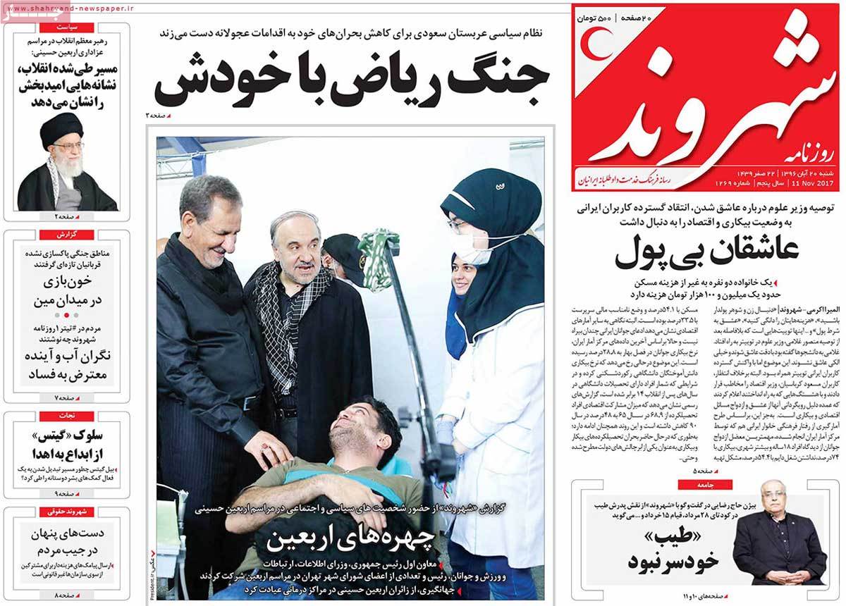 A Look at Iranian Newspaper Front Pages on November 11