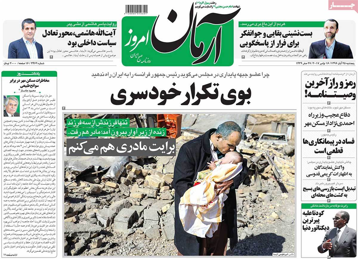 A Look at Iranian Newspaper Front Pages on November 16