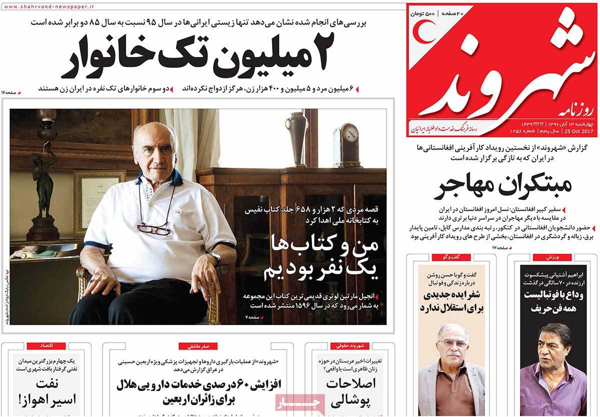 A Look at Iranian Newspaper Front Pages on October 25