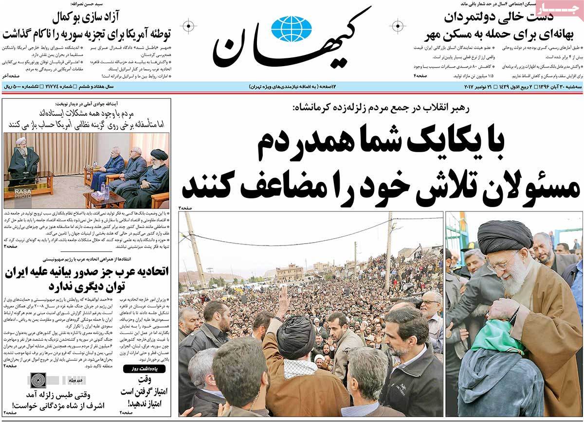 A Look at Iranian Newspaper Front Pages on November 21