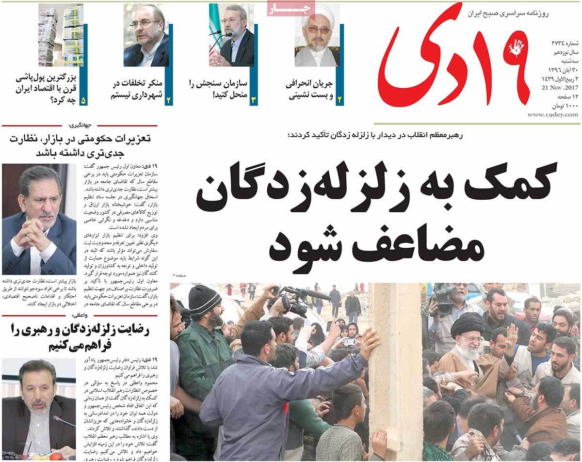 A Look at Iranian Newspaper Front Pages on November 21