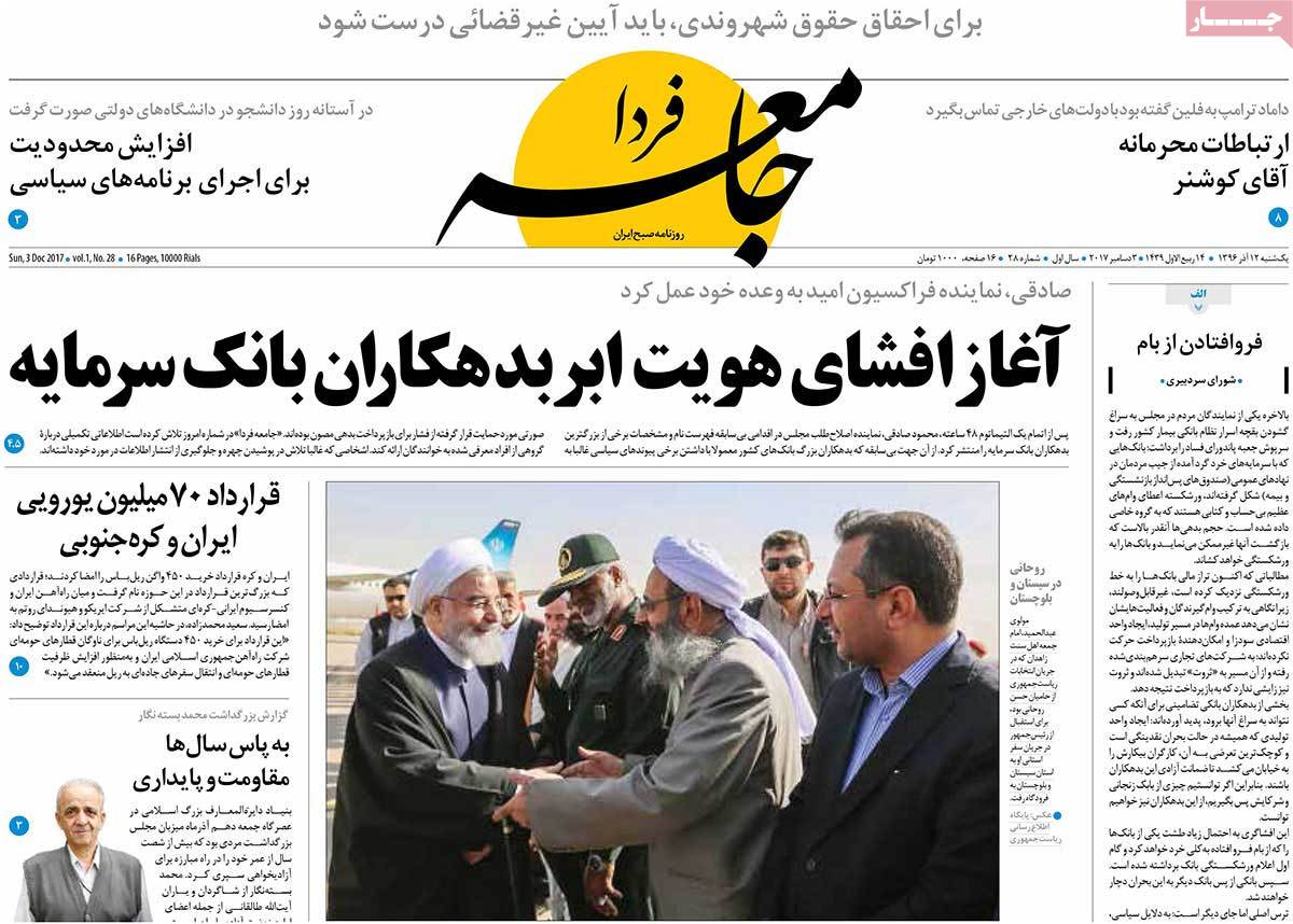 A Look at Iranian Newspaper Front Pages on December 3