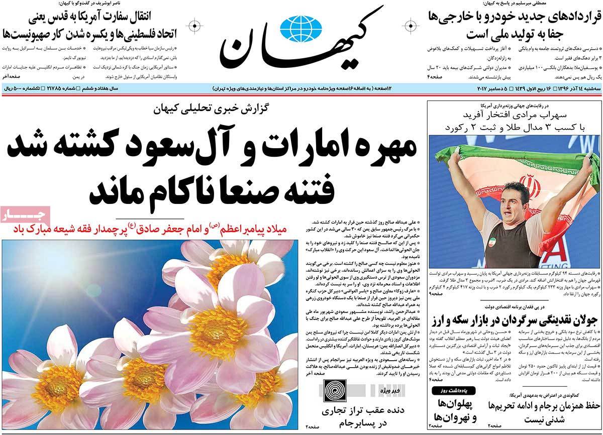 A Look at Iranian Newspaper Front Pages on December 5