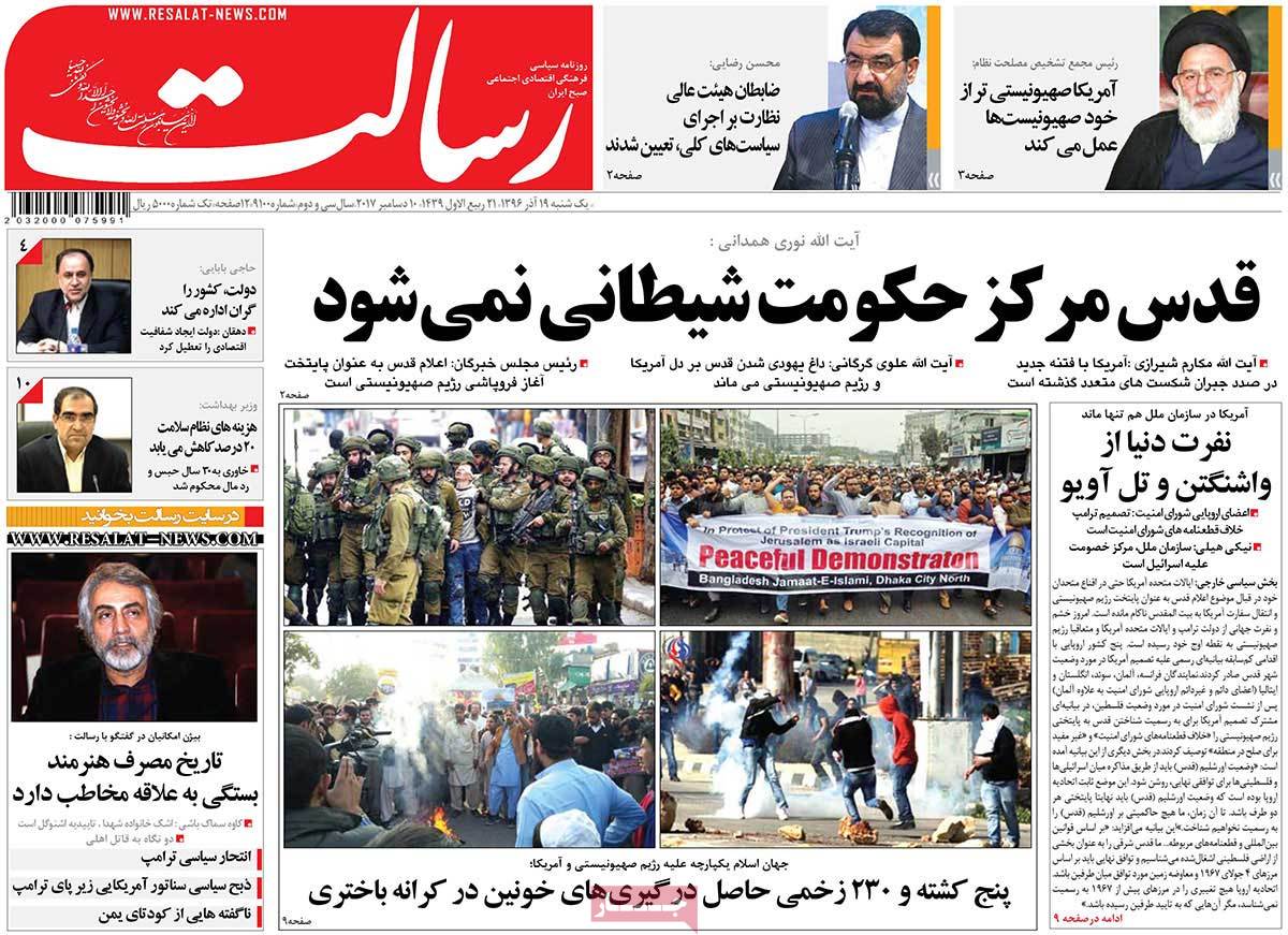 A Look at Iranian Newspaper Front Pages on December 10