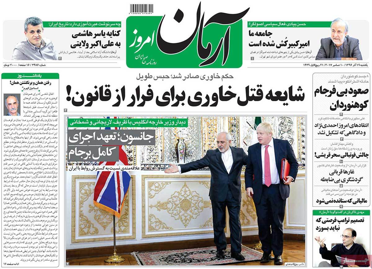 A Look at Iranian Newspaper Front Pages on December 10