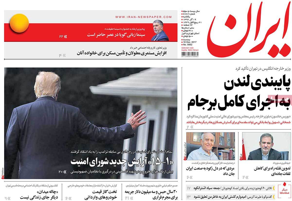 A Look at Iranian Newspaper Front Pages on December 10