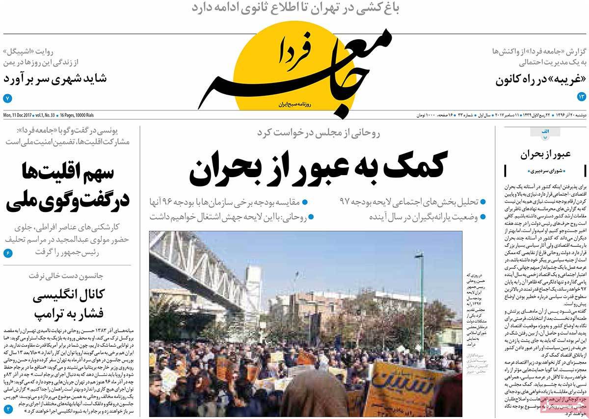 A Look at Iranian Newspaper Front Pages on December 11