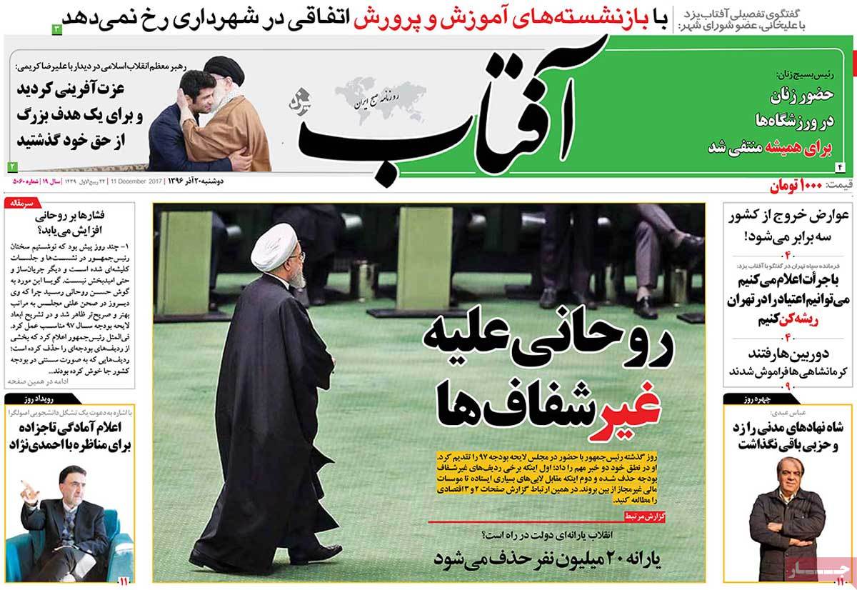 A Look at Iranian Newspaper Front Pages on December 11