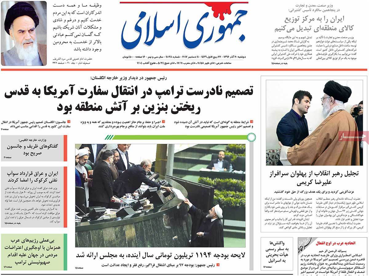 A Look at Iranian Newspaper Front Pages on December 11