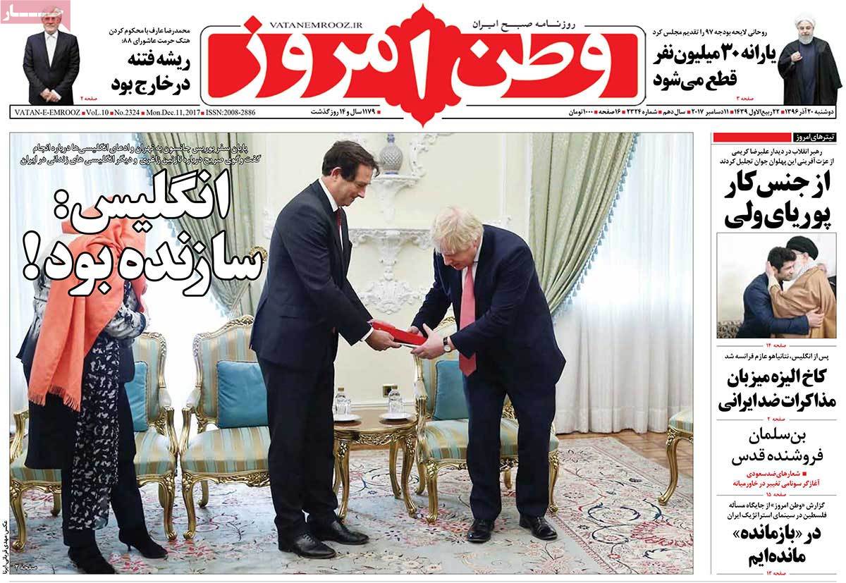 A Look at Iranian Newspaper Front Pages on December 11